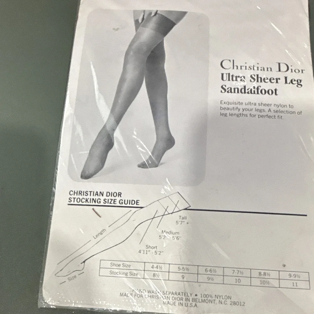 Christian Dior Ultra Sheer Black Sandalfoot Stockings Sandal Toe 2 Pair Pack